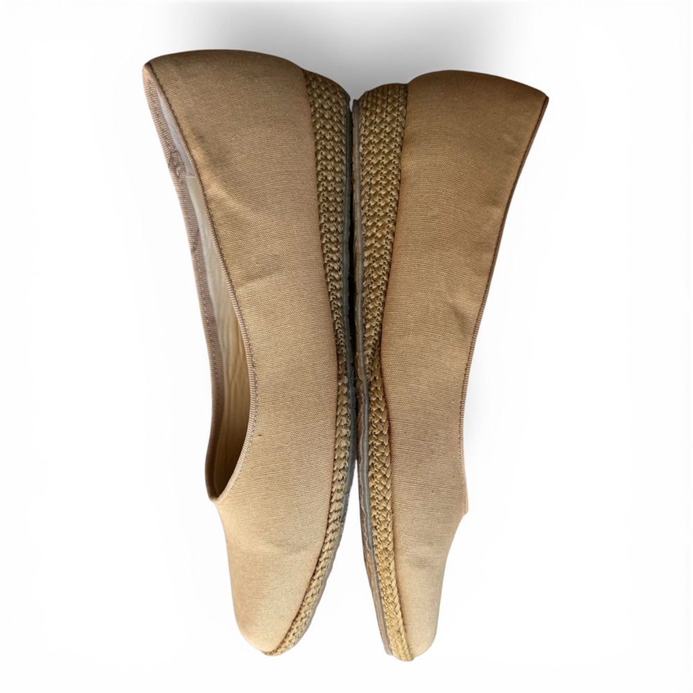 Beacon Tan Linen Espadrille Wedge Ballet Flats Career Wear Comfort Sz 12M Shoes - Picture 6 of 10